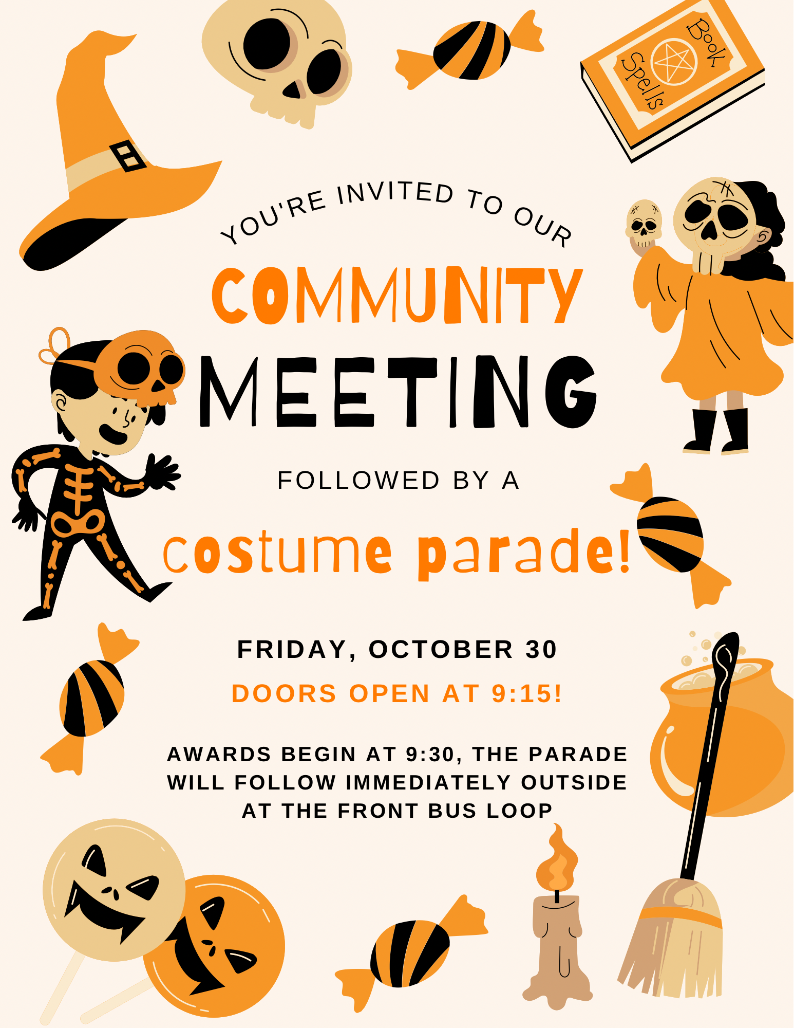 image about halloween parade and school meeting 